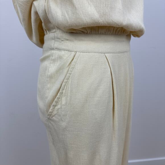 Free People Avery One Shoulder Jumpsuit Wide Leg Pockets Cream Ivory US 4 NWT - Picture 14 of 16